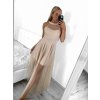 Šaty dlouhé společenské plesové bez rukávu dámské (S/M ONE SIZE) ITALSKÁ MÓDA IMHMS23148/DU (Velikost S/M/L, Barva béžová krémová)
