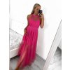 Šaty dlouhé společenské plesové bez rukávu dámské (S/M ONE SIZE) ITALSKÁ MÓDA IMHMS23148/DU (Velikost S/M/L, Barva béžová krémová)