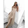 Šaty dlouhé společenské plesové bez rukávu dámské (S/M ONE SIZE) ITALSKÁ MÓDA IMHMS23148/DU (Velikost S/M/L, Barva béžová krémová)