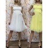 Šaty společenské krátké tylové krajkové dámské (S/M/L ONE SIZE) ITALSKá MóDA IMHMS23173/DUR (Velikost M/L, Barva bílá)