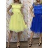 Šaty společenské krátké tylové krajkové dámské (S/M/L ONE SIZE) ITALSKá MóDA IMHMS23173/DUR (Velikost M/L, Barva bílá)
