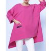 Tunika oversize dlouhý rukáv dámská (L/XL ONE SIZE) ITALSKÁ MÓDA IMPLI2437796/DU (Velikost L/XL, Barva tmavě růžová)