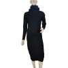 Šaty úpletové s rolákem a páskem dlouhý rukáv dámské (S/M ONE SIZE) ITALSKÁ MÓDA IMWAE23F3612-A/DUR (Velikost S/M/L, Barva Černá)