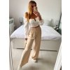 Kalhoty dlouhé oversize dámské (S/M/L ONE SIZE) ITALSKá MODA IM32419112/DU (Velikost M/L, Barva béžová)