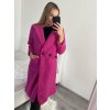 Kabát beránkový flaušový dlouhý rukáv dámský (S/M/L ONE SIZE) ITALSKÁ MÓDA IMT22017/DR (Velikost M/L, Barva béžová)