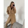Kabát beránkový flaušový dlouhý rukáv dámský (S/M/L ONE SIZE) ITALSKÁ MÓDA IMT22017/DR (Velikost M/L, Barva béžová)