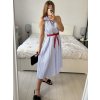 Šaty košilové plátěné bez rukávu dlouhé dámské proužek  (uni s/m) ITALSKá MóDA IMM24BR84444/DUR (Velikost S/M/L, Barva modrá)