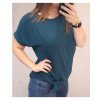 Tunika halenka krátký rukáv dámská (M/L ONE SIZE) ITALSKÁ MÓDA IMD21190/DR (Velikost M/L, Barva modrá petrolejová)