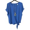 Tunika halenka krátký rukáv dámská (M/L ONE SIZE) ITALSKÁ MÓDA IMD21190/DR (Velikost M/L, Barva modrá petrolejová)