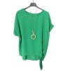 Tunika halenka krátký rukáv dámská (M/L ONE SIZE) ITALSKÁ MÓDA IMD21190/DR (Velikost M/L, Barva modrá petrolejová)