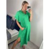 Šaty oversize s kapucí lněné krátký rukáv dámská nadrozměr (L/XL/2XL ONE SIZE) ITALSKá MóDA IM522181 (Velikost XL/2XL, Barva žlutá)