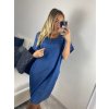 Šaty riflové krátký rukáv dámské (L/XL/2XL ONE SIZE) ITALSKá MóDA IM724060/DU (Velikost XL/2XL, Barva světle modrá)
