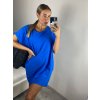 Šaty klasik bavlněné krátký rukáv dámské (S/M/L ONE SIZE) ITALSKÁ MÓDA IM324042/DU (Velikost M/L, Barva modrá)