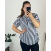 Tunika košilová prodloužená 3/4 krátký rukáv dámská nadrozměr (52/54 ONE SIZE) ITALSKá MODA IMSM24LUISA/DU (Velikost 52/54, Barva tmavě modrá)