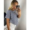 Tunika tričko krátký rukáv dámské proužek (S/M ONE SIZE) ITALSKá MóDA IM520202S/DUR (Velikost S/M/L, Barva modrá)