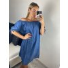 šaty oversize letní riflové krátký rukáv dámské (S/M/L ONE SIZE) ITALSKá MODA IMSM24070/DU (Velikost M/L, Barva světle modrá)