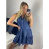 Šaty riflové letní bez rukávu dámské (S/M/L ONE SIZE) ITALSKÁ MÓDA IM724205/DU (Velikost M/L, Barva světle modrá)