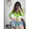 Top croptop dlouhý rukáv dámský (S/M ONE SIZE) ITALSKÁ MÓDA IMPGM233340/DU (Velikost S/M/L, Barva světle zelená)