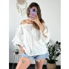 Tunika carmen 3/4 dlouhý rukáv dámská (S/M ONE SIZE) ITALSKÁ MÓDA IMPLI2427271/DU (Velikost S/M/L, Barva bílá)