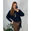 Tunika s přívěskem dlouhý rukáv dámská nadrozměr  (/46/48/50 ONE SIZE) ITALSKÁ MÓDA IM424080/DUR (Velikost 48/50, Barva Černá)