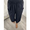 Kalhoty letní dlouhé oversize dámské ELENA (S/M/L ONE SIZE) ITALSKÁ MÓDA IMD24130/DU (Velikost S/M, Barva Černá)