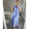 Šaty košilové plátěné bez rukávu dlouhé dámské proužek  (uni s/m) ITALSKá MóDA IMM24BR3239/DR (Velikost S/M, Barva modrá)