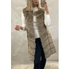 Vesta kožíšek dlouhá dámská (M/L, L/XL) ITALSKÁ MÓDA ORC20ML2090-5/DR (Velikost M/L, Barva tmavě béžová)