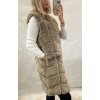Vesta kožíšek dlouhá dámská (M/L, L/XL) ITALSKÁ MÓDA ORC20ML2090-5/DR (Velikost M/L, Barva tmavě béžová)