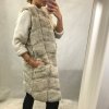 Vesta kožíšek dlouhá dámská (M/L, L/XL) ITALSKÁ MÓDA ORC20ML2090-5/DR (Velikost M/L, Barva tmavě béžová)