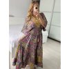 Šaty dlouhé letní zavinovací indické krátký rukáv dámské (S/M/L ONE SIZE) INDICKÁ MÓDA IMWKA24567-4/DUR (Velikost M/L, Barva růžová)