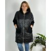 Bunda zimní s kapucí dlouhý rukáv dámská nadrozměr (54/56/58 ONE SIZE) ITALSKÁ MÓDA IMD24436/DR (Velikost 56/58, Barva Černá)