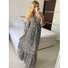 Šaty dlouhé šifonové dlouhý rukáv dámské (S/M ONE SIZE) ITALSKÁ MÓDA IMWCP24415-1/DU (Velikost S/M, Barva Černo-bílá)