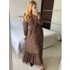 Šaty dlouhé šifonové dlouhý rukáv dámské (S/M ONE SIZE) ITALSKÁ MÓDA IMWCP24415-2/DU (Velikost S/M, Barva hnědá)