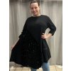 Šaty teplé s flitry oversize dlouhý rukáv dámský (42/44/46 onesize) italská móda  IMWMY2437347/DR (Velikost 42/44/46, Barva Černá)