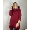Mikina teplá prodloužená s kapucí dámská (S/M/L ONE SIZE) ITALSKÁ MÓDA IMD23721/DR (Velikost S/M, Barva vínová)