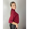 Svetr se stojáčkem 3/4 rukáv dámský (40/42/44 ONE SIZE) ITALSKÁ MÓDA IM524E071/DR (Velikost 40/42, Barva vínová)