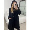Kabát beránkový s kapucí dlouhý rukáv dámský (S/M/L ONE SIZE) ITALSKÁ MÓDA IMWDD24257/DU (Velikost S/M/L, Barva béžová)