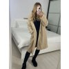 Kabát beránkový s kapucí dlouhý rukáv dámský (S/M/L ONE SIZE) ITALSKÁ MÓDA IMWDD24257/DU (Velikost S/M/L, Barva béžová)