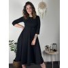 Šaty elegantní s páskem dlouhý rukáv dámské (S/M/L ONE SIZE) ITALSKÁ MÓDA IM424802 (Velikost S/M/L, Barva Černá)