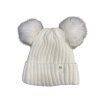 Čepice zimní dvě bambule dámská (ONE SIZE) WROBI POLSKÁ VÝROBA PV924001/DR (Velikost ONE SIZE, Barva béžová smetanová)