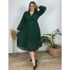 Šaty elegantní šifonové skládané dlouhý rukáv dámské nadrozměr (48/50/52 ONE SIZE) ITALSKÁ MÓDA IMWHA241445 (Velikost 48/50/52, Barva Černá)