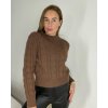 Svetr se stojáčkem dlouhý rukáv dámský (S/M ONE SIZE) ITALSKÁ MÓDA IMWA258655/DR (Velikost S/M, Barva hnědá)