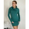 Šaty úpletové s rolákem dlouhý rukáv dámské (S/M ONE SIZE) FRANCOUZSKÁ MÓDA FMB24D-525/DU (Velikost S/M, Barva béžová)