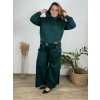 Kalhoty elegantní s páskem dámské nadrozměr (46/48/50 ONE SIZE) ITALSKÁ MÓDA IMC24601/DR (Velikost 48/50, Barva tmavě smaragdová)