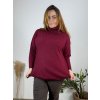Svetr s rolákem dlouhý rukáv dámský nadrozměr (52/54/56 ONE SIZE) ITALSKÁ MÓDA IM524005/DR (Velikost 54/56, Barva vínová)