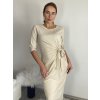 Šaty dlouhé dlouhý rukáv dámské (S/M/L ONE SIZE) ITALSKá MóDA IM525001/DU (Velikost S/M, Barva béžová)