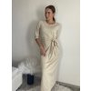 Šaty dlouhé dlouhý rukáv dámské (S/M/L ONE SIZE) ITALSKá MóDA IM525001/DU (Velikost S/M, Barva béžová)