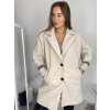 Kabátek flaušový dlouhý rukáv dámský oversize (S/M/L ONE SIZE) ITALSKÁ MÓDA IMC24538/DR (Velikost S/M/L, Barva béžová)