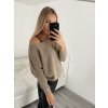 Svetr pletený dlouhý netopýří rukáv dámský (UNI S-L) TURECKÁ MÓDA TM922STAR (Velikost M/L, Barva béžová)