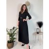 Šaty dlouhé s páskem dlouhý rukáv dámské (S/M/L ONE SIZE) ITALSKÁ MÓDA IMPLI2439348 (Velikost S/M/L, Barva Černá)